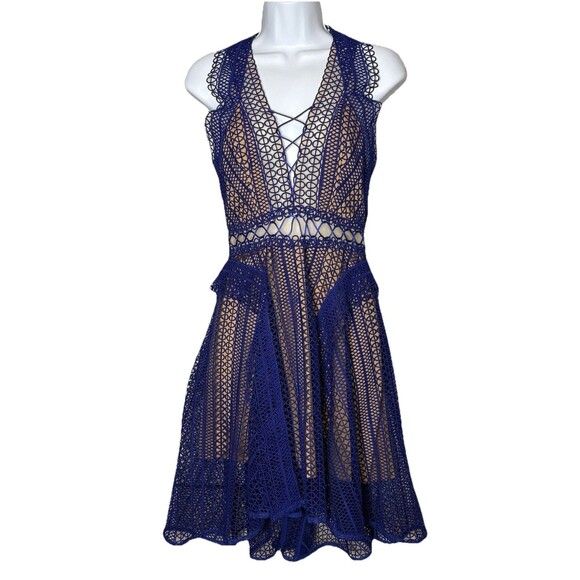 Thurley Riddle Dress Size 2 US (6 AU) Royal Blue Nude Lined - Picture 1 of 6